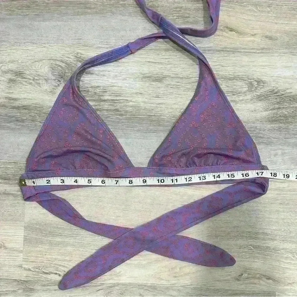 Victoria's Secret Bikini Swimsuit Top Only Halter Tie Purple Red No Pads Size L - Picture 7 of 7